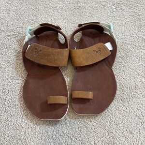 Vivo Barefoot Brown Leather Minimalist Sandals with White Accent